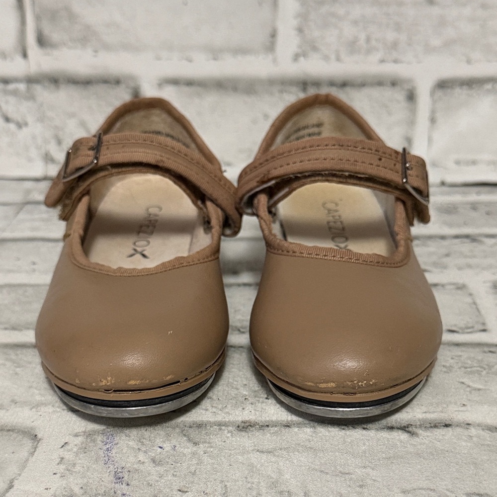 Capezio Tan Kids Tap Shoes with Velcro Strap Size Girls 11